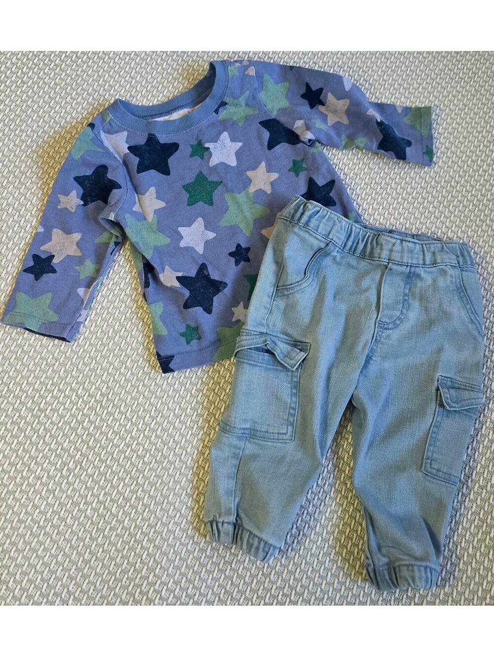 Grandma's Boy outfits 6 to 9 months Carpenter joggers and star sweatshirt